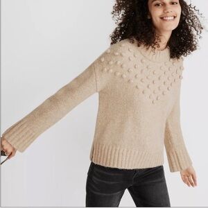 Madewell Cream Pom-Pom Crew Neck Sweater